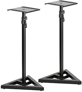 Duramex (TM) Upgraded Height Adjustable Speaker Stands Mounts, Two in One Floor Stands, Heavy Duty Base and Extendable Tube with 44 LBS Capacity Per Stand, 27"-43" Height Adjustment