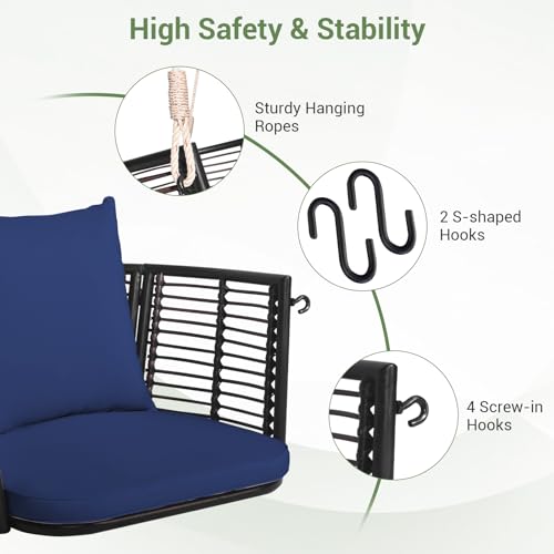 Image of Tangkula 2 Pack Outdoor Hanging Porch Swing with Cushions, Single Person