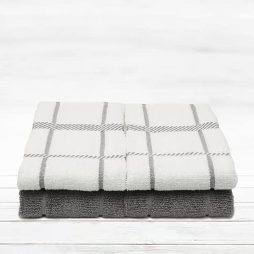 Mellow Buff 100% Cotton Terry Dish Towels, 4 Pack 16 X26 Inches, Super Soft And Absorbent, Perfect For Kitchen Cleaning And Dish Washing | Light Gray … #TOP4