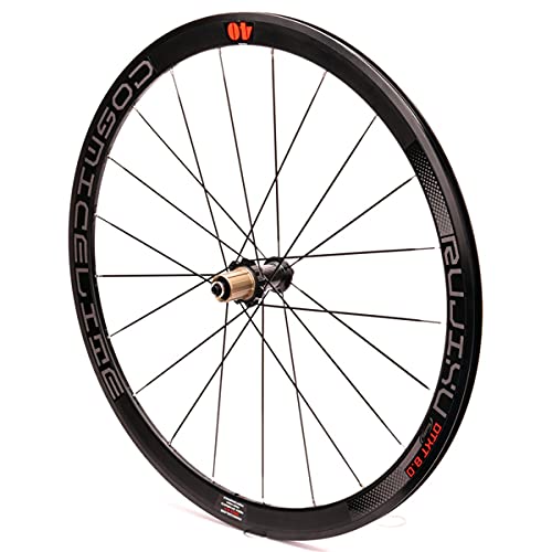 RUJIXU 700c Rennrad-Laufradsatz Rennrad Laufrad Doppelwandige Felgen 40mm 8-11 Geschwindigkeit Kassette Kohlefaser-Nabe Schnellspannrad Felgenbremse 1900g (Color : Black hub, Size : 700C)