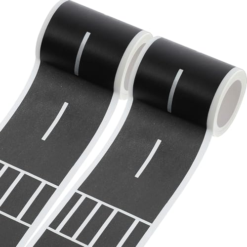 Heclia Straße Washi Tape 2 Rollen Fahrbahn-Klebeband abnehmbare Auto-Straßen-Klebeband-Aufkleber 45,7 m Rückstandsfrei Haftet auf Flachen Oder Gebogenen Oberflächen für Renn- und Party-Dekoration