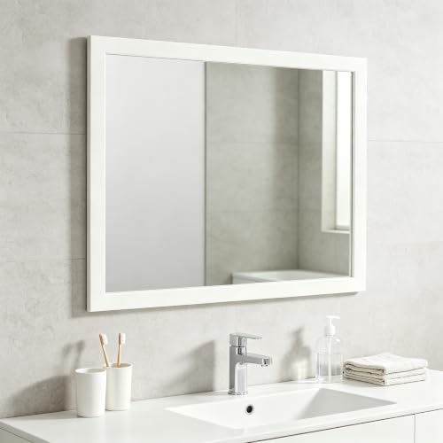 Image of Bathroom Mirror for Over Sink 28x20 Inch Rectangular Wall Mirror, White