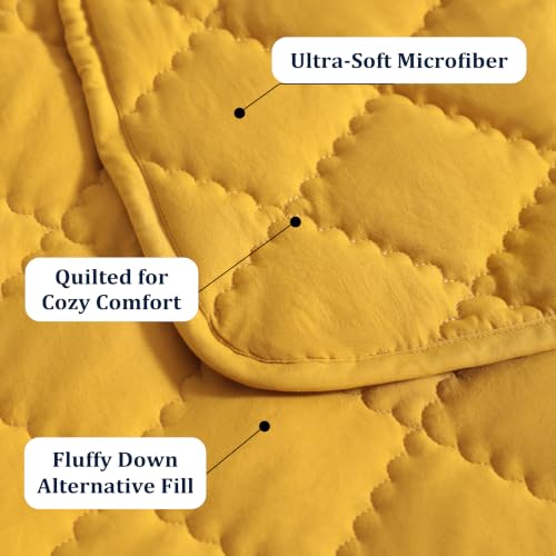 Image of BEDSUM Toddler Quilt 43x60, Microfiber Kids Quilt Toddler Bed, Yellow | Lightweight Soft Comfort for Toddler Beds, Daycare, Preschool Naps, Boys Girls, Machine Washable All Season Toddler Comforter