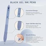 Linbsunne Gel Pens Black Ink Pens for Office 0.5mm Fine Point Pens Smooth Writing Retractable Work Pen (12-count)