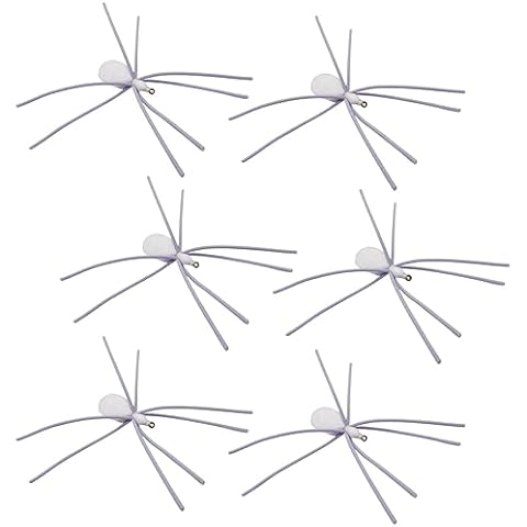 Thor Outdoor Foam Spider Fly Fishing Set – White, Small & Leggy, 6 Pc, Hook Size #16 - Topwater Dry Flies for Bass, Panfish, and Trout Cover