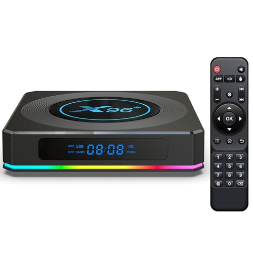 VTNIU X96 X4 1000M Dual WiFi 2.4G/5G, Android TV Box 11.0, Android Box 4GB RAM 32GB ROM con Amlogic S905X4 Quad-Core 64 Bits, AV1 8K/6K/4K 3D USB 3.0 BT 4.2 TV Box Luz LED brillante