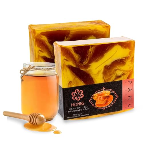 Panu Il miele Soap - Sapone da doccia vegano per tutti i tipi di pelle - Sapone naturale come gel doccia solido e shampoo solido - Pezzo di doccia naturale - Sapone senza animali