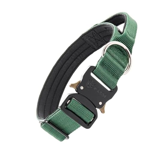 TSPRO Premium Dog Collar with Handle Thick Dog Collar Adjustable Dog Collar Heavy Duty Quick-Release Metal Buckle Dog Collar for Small or Medium to Extra Large Dogs(M-Green)