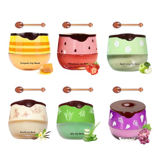 Colaren 6 PCS Honey Lip Balm, Honey Bee Balm UK Lips for Moisturizing Preventing Dry Cracked