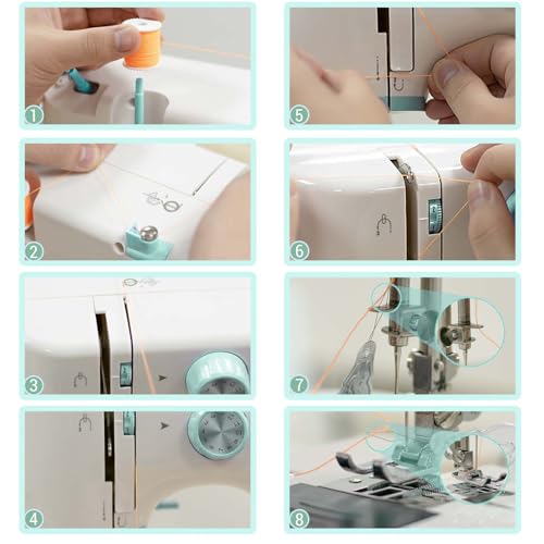 Image of Stoigeld Sewing Machine for Beginners, 32Pcs Sewing Threads Kit,12 Built-in Stitches, 2-Speed Control, Extension Table Included, Compact & Easy to Use Portable Sewing Machine for Home and Travel