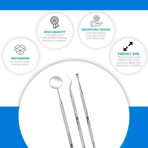 YSCARE Zahnpflege Set Zahnsteinentferner Zahnreiniger Doppelkopf Dental 3er Zahnreinigung Aus Edelstahl Haustierfreundlich