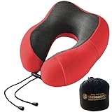 Metazonix - Travel Pillow - 100% Memory Foam - Travel Pillows for Airplane - Neck Pillow Airplane and Car Use - Memory Foam Travel Neck Pillow - Travel Essentials for Women and Men (Candy Apple Red)