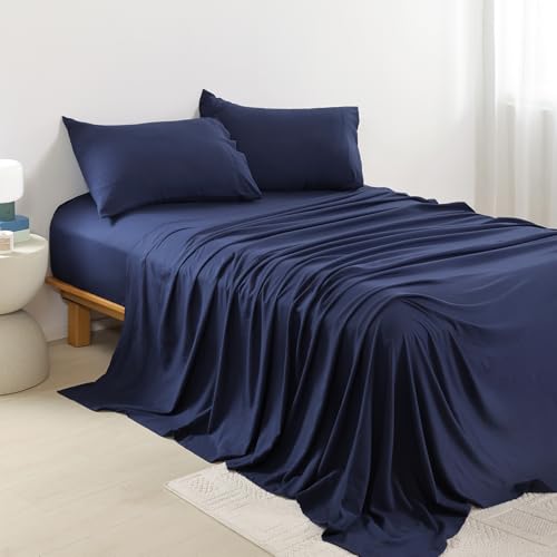 AKK Navy Blue Sheet Set Full Size - Soft Microfiber Bed Sheets fo...