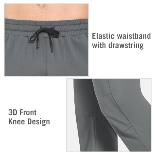 Image of baleaf Men's Fleece Lined Water Resistant Pants Winter Thermal Sweatpants with Zipper Pockets Warm Open Bottom