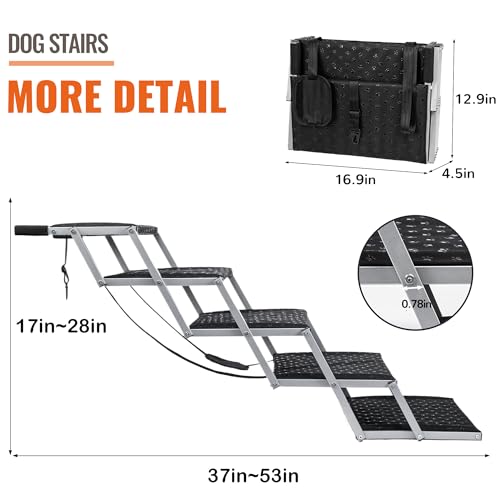 Dog Ramps for Large Dogs - Portable Dog Steps for Cars and SUV, Truck, Lightweight Non-Slip Dog Stairs Support Up to 200 Lbs by Heeyoo - Image 3