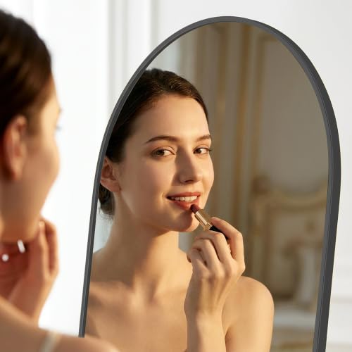 Image of 16 inchx59 inch Arched Full Length Mirror, Aluminum Frame Wall Mirror with Stand