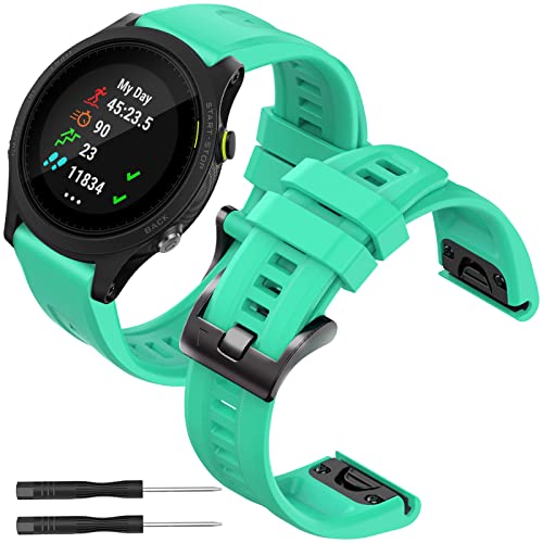 Th-some Correa para Garmin Fenix 7, 22mm Correa de Silicona de Repuesto para Garmin Fenix 6/6 Pro, Deportivo Pulsera de Reloj Compatible con Fenix 5/5 Plus/Forerunner 935/945 (22, Verde Menta) Cover