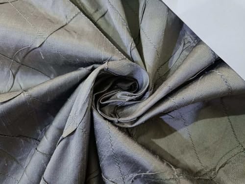 Tissu Dupioni soie grise infroissable motif nervuré DUPP18