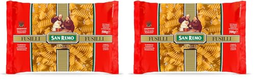 Image of San Remo Fusilli Pasta 500g | | High Protein & Fibre | Vegetarian | Quick Cooking| Non-Sticky | Authentic Italian Taste (Pack of 2)