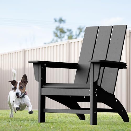 POLYDUN Modern Adirondack Chair, HDPE Plastic Patio Chairs for All