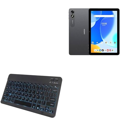 BoxWave Keyboard Compatible with Umidigi G3 Tab Ultra - SlimKeys Bluetooth Keyboard - with Backlight, Portable Slim LED 7 Colors - Jet Black