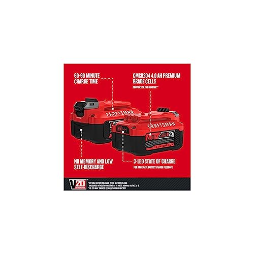 CRAFTSMAN V20 4Ah Lithium Ion Power Tool Battery 2-Pack (CMCB204-2) by CRAFTSMAN - Image 2