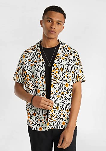 Image of GRECIILOOKS Casual Shirts for Menl Shirt for Men| Printed Shirt for Men| Cotton Spread Collar Shirt| Beach Wear Mens Shirt| Turn-Down Collar Shirt for Boys | Preppy Short Sleeve
