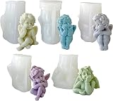 3D Angel Candle Molds for Candle Making,5PCS Cheek Support Angel Silicone Molds Wax Aromatherapy Soa