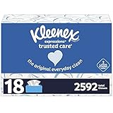 Kleenex Expressions Trusted Care Facial Tissues, 18 Flat Boxes, 144 Tissues per Box, 2592 Total...