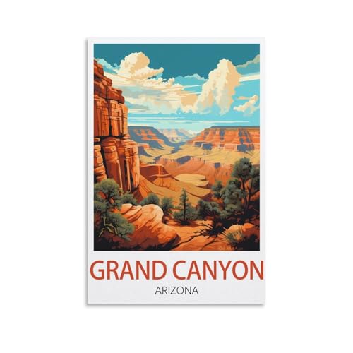 Toile Grand Canyon Arizona de qualité supérieure, poster de voyage vintage chic 50x75 cm