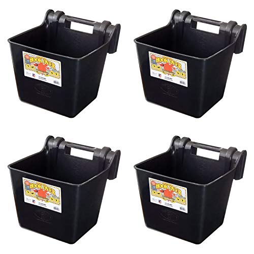 Little Giant HF15BLACK Heavy Duty 15 Quart Mountable Plastic Hook Feeder, Black (4 Pack)