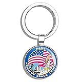 HJ Media Round KENNEDY SPACE CENTER Logo (nasa seal fl florida) Metal Round Metal Key Chain Keychain Ring