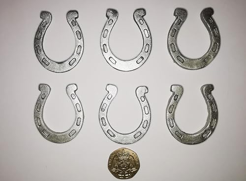 6 Handmade Edible Lucky Silver Horseshoes, Cupcake Sugarpaste Decorations by Fairie Blessings