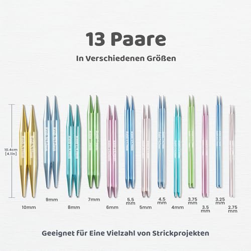 RUIDI Aluminium Rundstricknadel-Set 13 Paar 2,75-10 mm – Bild 2