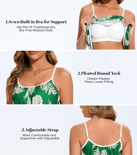 Image of Camisoles for Women with Built in Bra Adjustable Strap Tank Tops Cami Sleeveless Summer Tops for Workout Sleeping Traveling