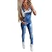Shownicer Jeanslatzhose Damen Latzhose Jeans Hose Vintage Loose Fit Jumpsuit Overall Blumen Denim Playsuit Romper Dunkelblau M