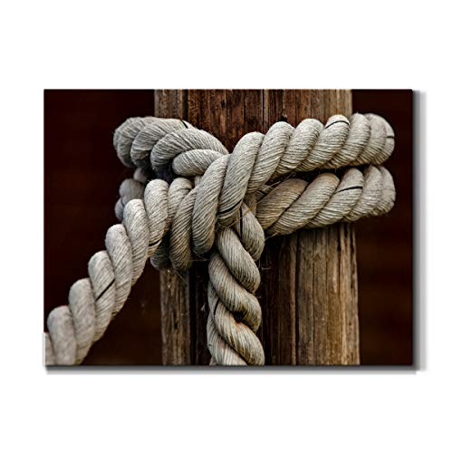 Renditions Gallery Canvas Nautical Wall Art Home Paintings & Prints Rope Closeup Knot Modern Vibrant Maritime Sailor Canvas Artwork Decorations for Bedroom Office Kitchen - 18"x27" LT33