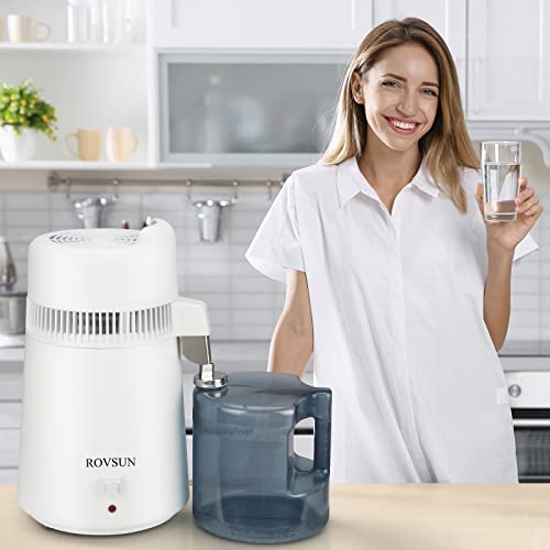 Rovsun 1.6 Gallon/6L Countertop Water Distiller W/Bpa-Free Water Container, Home Distilled Water Machine Maker Distilling Water Purifier Filter, All Stainless Steel Interior #TOP5