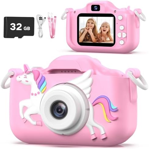 Kids Camera for Girls, Selfie Camera 3-12 Years Old, Christmas Birthday Gift, Little Girls Toys for 3-9 Years Old. (Pink-02)