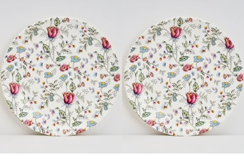 Image of GOLDEN QUEEN'S Snack Plates Set of 4 | Perfect for Snacks, Desserts, Appetizers, Salads, Tapas, Cheese | 7 inches Wide | Microwave Safe (Pink Shrub)