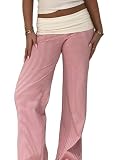 Umklappbare Yogahose für Damen, niedrige Taille, weites...