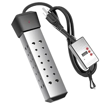 2000W Portable Immersion Water Heater with Build-in Thermostat & Delayed Start - Fast Heating for Buckets, Bathtubs, hot tub & Mini Pools hot tub - Stainless Steel Guard, Real-Time Temperature Display
