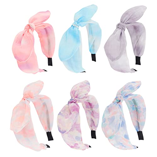 Jaciya Bow Headbands For Women Girls Hair Accessories Tie Dye Headband With Bow Non Slip Fashion Knotted Hair Bands Wide Head Bands Purple Bunny Ears Head Band Hair Hoop #TOP11