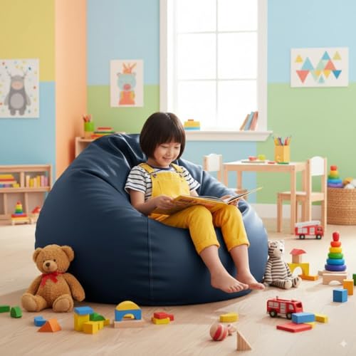 Image of 4XL Tear Drop Bean Bag Cover with Handle (Without Beans) Premium Faux Leather Bean Bag Chair Cover for Adults & Kids Comfortable Lounge Bean Bag Sofa for Living Room & Bedroom