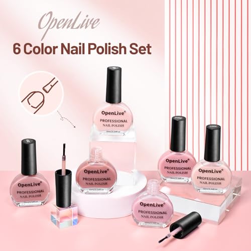 OpenLive Jelly Nail Polish Set 6 Colors Nude Pink Pale Purple Jelly Quick Dry Nail Polish Set for Nail Art Manicure DIY Salon - Thumbnail 7