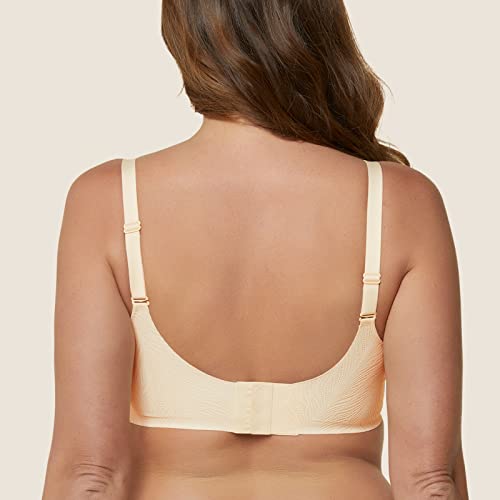 Niidor Seamless Bra For Women Wireless Bras Comfort Lace Bralette Smoothing Invisible Bra Wirefree Lift T-Shirt Everyday Bra（Lace-Nude,L） #TOP1