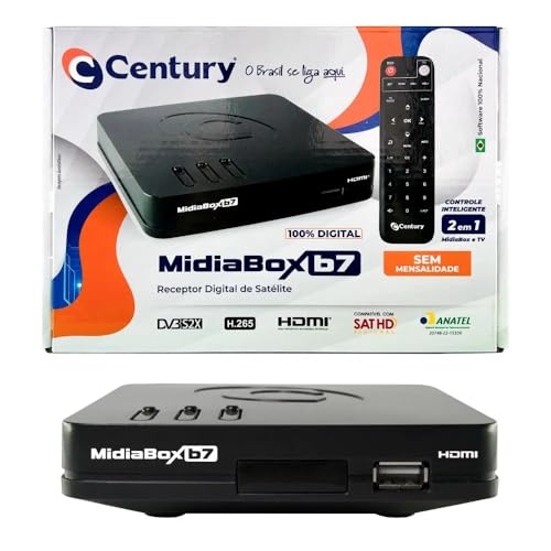 Kit Antena - Receptor Digital Century Midiabox Lnbf 5g Ku Cabo Cor Preto 110v/220v