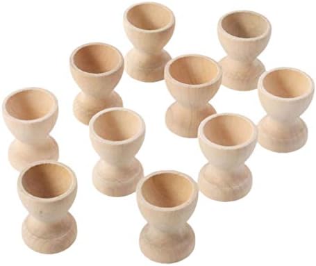 Amosfun 20Pcs Wooden Egg Cup Holders DIY Blank Unfinished Wooden Egg Stands Early Education Preschool Toys for Kids Craft Easter Birthday Baby Shower Party Supplies