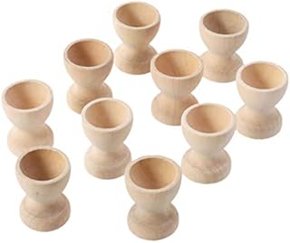 Amosfun 20Pcs Wooden Egg Cup Holders DIY Blank Unfinished Wooden Egg Stands Early Education Preschool Toys for Kids Craft Easter Birthday Baby Shower Party Supplies