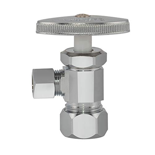 Eastman 3/8 Inch Od Compression X 3/8 Inch Od Compression X 5/8 Inch Od Compression (1/2 Inch Nom.) Multi-Turn Dual-Outlet Three-Way Stop Valve, Brass Plumbing Fitting, Chrome, 04353Lf #TOP2